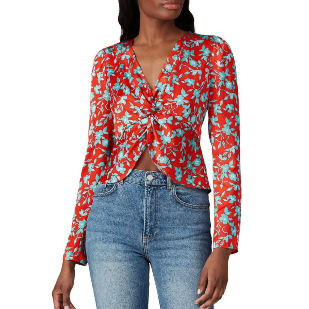 LOVE, WHIT by Whitney Port Red Floral Crop Top - L